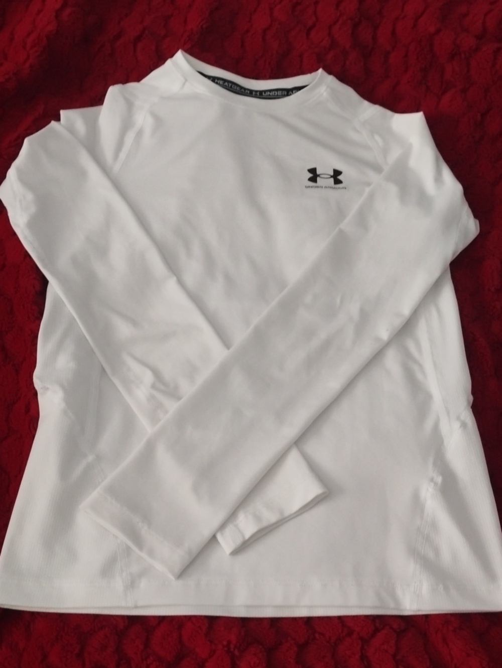 Youth Under Armour White Long-Sleeve Heatgear Shirt